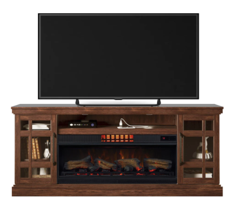Tresanti Bennson TV Console with Classicflame Coolglow 2-In-1 Electric Fireplace and Fan