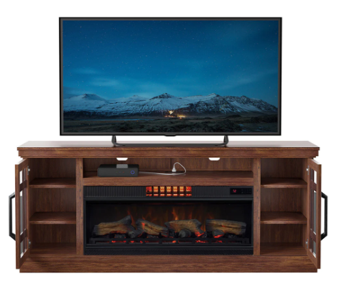 Tresanti Bennson TV Console with Classicflame Coolglow 2-In-1 Electric Fireplace and Fan