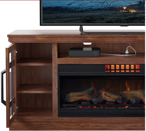 Tresanti Bennson TV Console with Classicflame Coolglow 2-In-1 Electric Fireplace and Fan