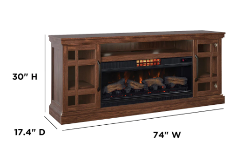 Tresanti Bennson TV Console with Classicflame Coolglow 2-In-1 Electric Fireplace and Fan