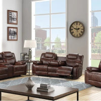 3PC OVERSIZED Brown Reclining Set, Sofa Drop Down-Table w/2 Cup Holders, Loveseat w/2 Cup Holders & Hidden Storage and Reclining Swivel Chair **NEW ARRIVAL**