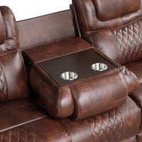 3PC OVERSIZED Brown Reclining Set, Sofa Drop Down-Table w/2 Cup Holders, Loveseat w/2 Cup Holders & Hidden Storage and Reclining Swivel Chair **NEW ARRIVAL**
