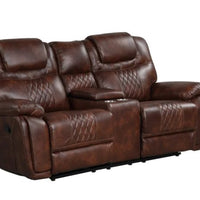 3PC OVERSIZED Brown Reclining Set, Sofa Drop Down-Table w/2 Cup Holders, Loveseat w/2 Cup Holders & Hidden Storage and Reclining Swivel Chair **NEW ARRIVAL**