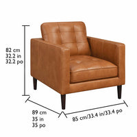 Harstine Leather Chair, Solid Wood Frame, Brown