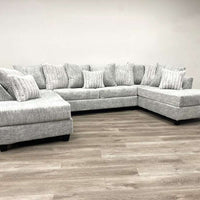 Black/Charcoal/Silver - Double Chaise Sectional