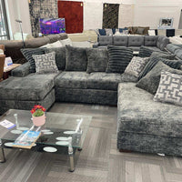 Galatic Large Charcoal Fabric Sectional, U Shaped