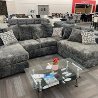 Galatic Large Charcoal Fabric Sectional, U Shaped