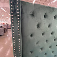 GREEN VELVET KING UPHOLSTERED BED (Mattress Sold Separately)