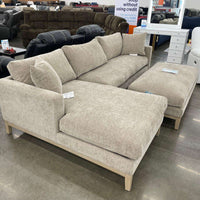 Caspian Fabric Sectional w/Ottoman(Reversible Cushions-Sinuous Spring Seating Suspension-Solid Wood Base and Legs in Coastal Finish) *** SALE ***
