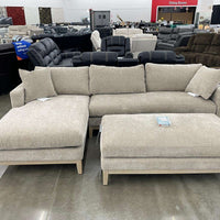 Caspian Fabric Sectional w/Ottoman(Reversible Cushions-Sinuous Spring Seating Suspension-Solid Wood Base and Legs in Coastal Finish) *** SALE ***