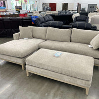 Caspian Fabric Sectional w/Ottoman(Reversible Cushions-Sinuous Spring Seating Suspension-Solid Wood Base and Legs in Coastal Finish) *** SALE ***