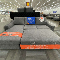 Coddle Aria Fabric Sleeper Sofa with Storage Chaise, Reversible Chaise, (2) Power Outlets and (2) USB Ports, Dark Gray