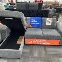 Coddle Aria Fabric Sleeper Sofa with Storage Chaise, Reversible Chaise, (2) Power Outlets and (2) USB Ports, Dark Gray