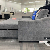 Coddle Aria Fabric Sleeper Sofa with Storage Chaise, Reversible Chaise, (2) Power Outlets and (2) USB Ports, Dark Gray