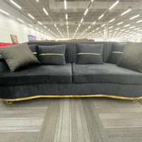 Venetti Black Velvet Sofa, Loveseat and Chair