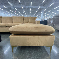 Amber Gold Velvet L-shaped Sectional *REVERSIBLE CHAISE*, Gold Metal Legs ***SALE***