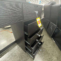 Black Vanity Mirror Set, Rectangular mirror with light bulbs & Drawers with silver knobs