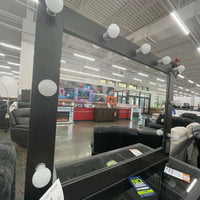 Black Vanity Mirror Set, Rectangular mirror with light bulbs & Drawers with silver knobs