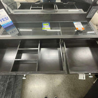Black Vanity Mirror Set, Rectangular mirror with light bulbs & Drawers with silver knobs