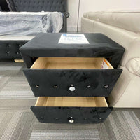 Diamond Palace Black Velvet Bedroom Set ( Bed, Dresser, Mirror, Nightstand, Chest )