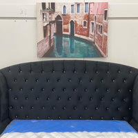 Diamond Palace Black Velvet Bedroom Set ( Bed, Dresser, Mirror, Nightstand, Chest )