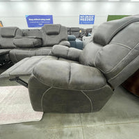 Madrid - 3PC **OVERSIZED** Fabric Chocolate Reclining Set ( Sofa w/ Drop Down Table with Cupholders & Power Box (USB/Power Outlets) - Loveseat with Storage Console - Recliner Chair )