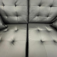 Miami Black - Sofa & Loveseat Set (LED LIGHTS BELOW THE SOFA & LOVESEAT w/ USB PORTS), wide armrests, high backrests & made of high-quality PU