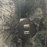 Oversized Black Chaise Lounge, 2 Cupholders & USB Charging Ports