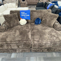 Comfrey Chocolate/Gray OVERSIZED Double Chaise Sofa