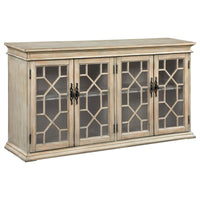 Kiara 4-door Wood Lattice Storage Accent Cabinet White / Light Honey ** PRE-ORDER **