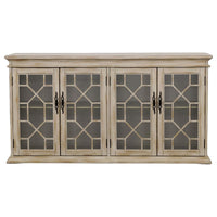 Kiara 4-door Wood Lattice Storage Accent Cabinet White / Light Honey ** PRE-ORDER **