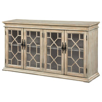 Kiara 4-door Wood Lattice Storage Accent Cabinet White / Light Honey ** PRE-ORDER **