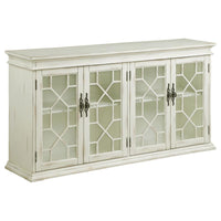 Kiara 4-door Wood Lattice Storage Accent Cabinet White / Light Honey ** PRE-ORDER **
