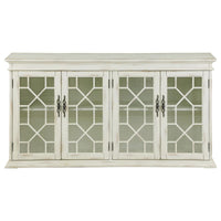 Kiara 4-door Wood Lattice Storage Accent Cabinet White / Light Honey ** PRE-ORDER **