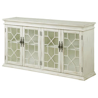Kiara 4-door Wood Lattice Storage Accent Cabinet White / Light Honey ** PRE-ORDER **