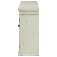 Kiara 4-door Wood Lattice Storage Accent Cabinet White / Light Honey ** PRE-ORDER **