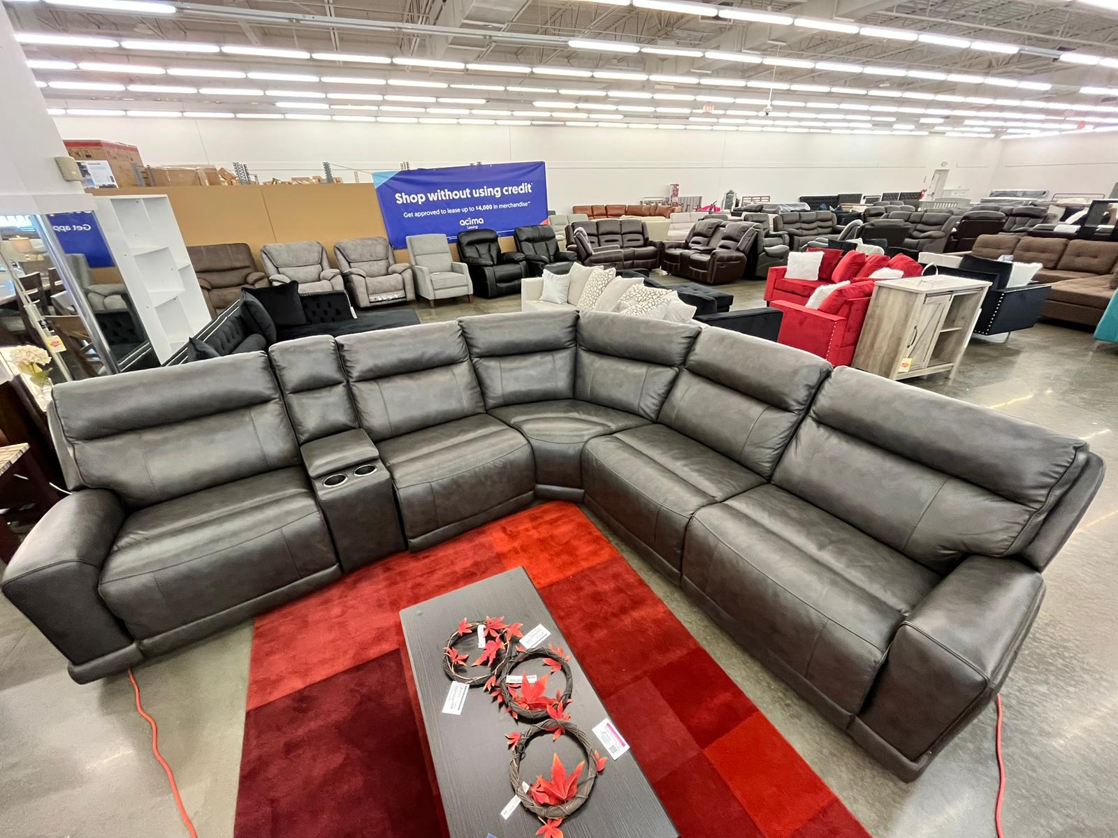 Lauretta 6piece Leather Power Reclining Sectional with Power Headrest