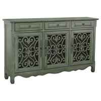 Madeline 3-drawer Scrollwork Accent Cabinet Console Antique Green **PRE-ORDER**