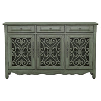 Madeline 3-drawer Scrollwork Accent Cabinet Console Antique Green **PRE-ORDER**
