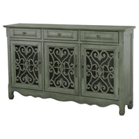 Madeline 3-drawer Scrollwork Accent Cabinet Console Antique Green **PRE-ORDER**