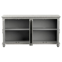 Melanie 4-door Wood Trellis Accent Cabinet Console Distressed White