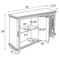 Melanie 4-door Wood Trellis Accent Cabinet Console Distressed White