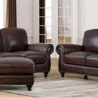 Mortara 4-piece Brown Leather Set by Abbyson AS-IS *** SALE ***
