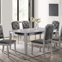 Travis Silver Table + 6 Velvet Chair Dining Set