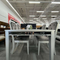 Travis Silver Table + 6 Velvet Chair Dining Set