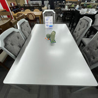 Travis Silver Table + 6 Velvet Chair Dining Set
