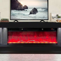 TV Stand with Electric Fireplace , Bluetooth Speaker and Multi Color /Dimmable Lights, Black/White