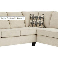 Abinger 2-Piece Sectional with Chaise, Polyester Natural Finish (Tapered Leg, Attached back and loose seat cushions)