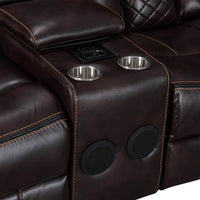 Brown/White Manuel Reclining Sectional, Bluetooth Speaker. Smart Phone Charging Pad, LED lights / PRE-ORDER