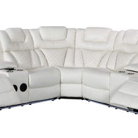 Brown/White Manuel Reclining Sectional, Bluetooth Speaker. Smart Phone Charging Pad, LED lights / PRE-ORDER